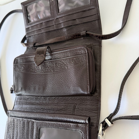 Brighton Brown Croc Embossed Leather Wallet with a Silver Heart clasp - Picture 10 of 14